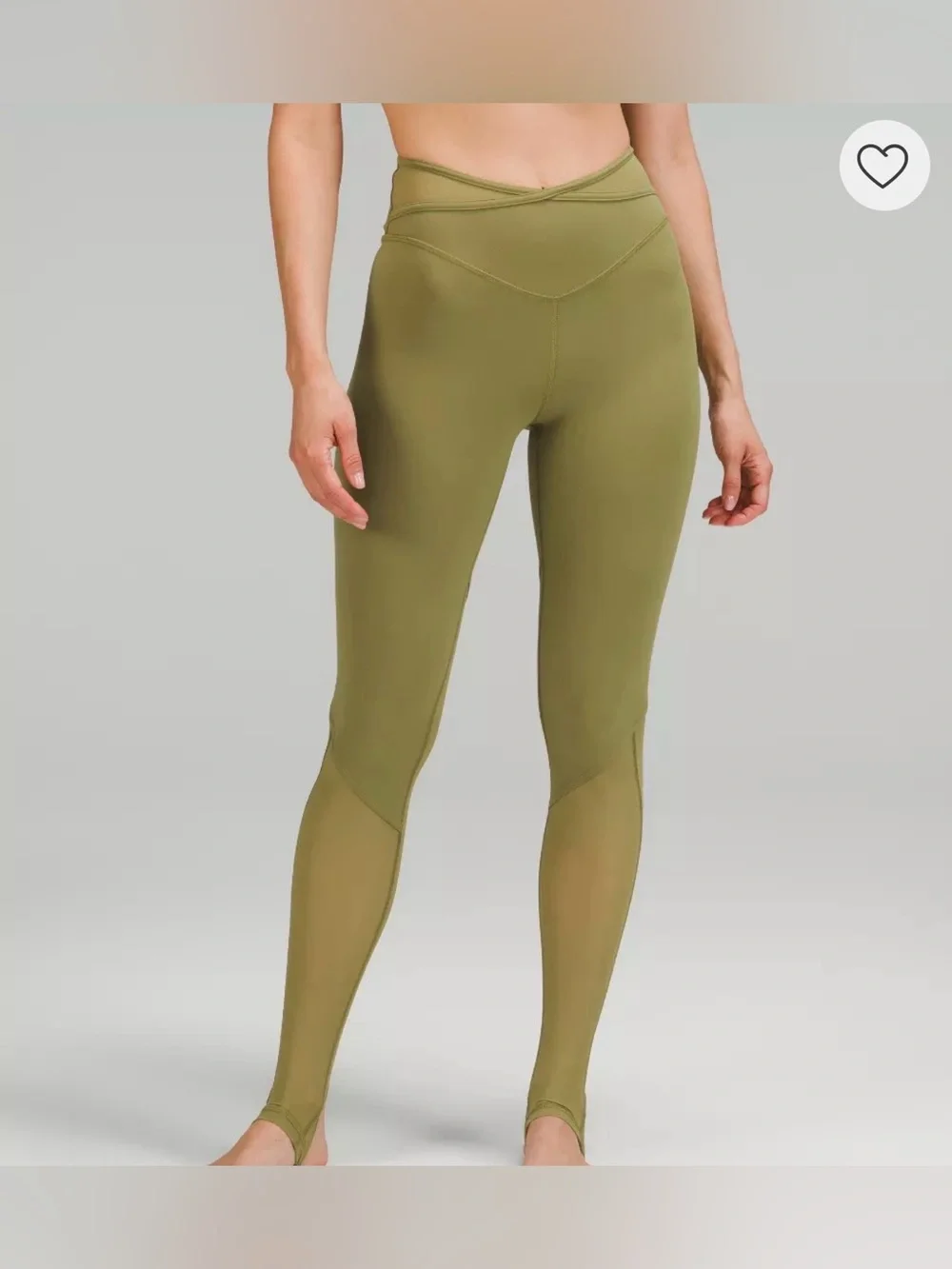 ✨ Lululemon Nulu Crisscross Mesh‎ Stirrup Tight Olive Green Leggings Sz 6 ✨